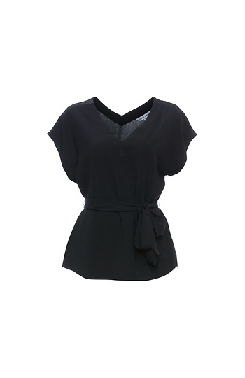 V-Neck Short Dolman Tie Waist Top Slide 1