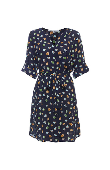 Printed Tie Waist Dress Slide 1