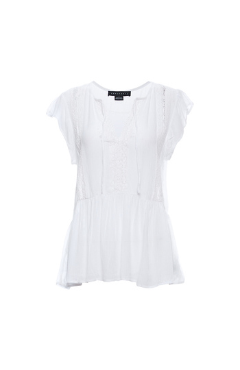 Sanctuary Split Neck Crochet Top Slide 1