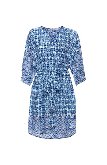 Split Neck 3/4 Sleeve Dress Slide 1