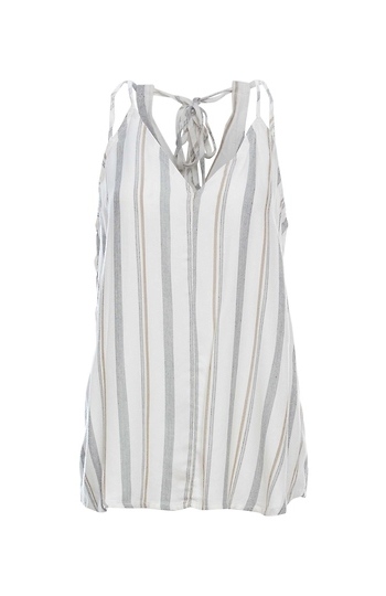 Striped Tie Back Sleeveless Top Slide 1