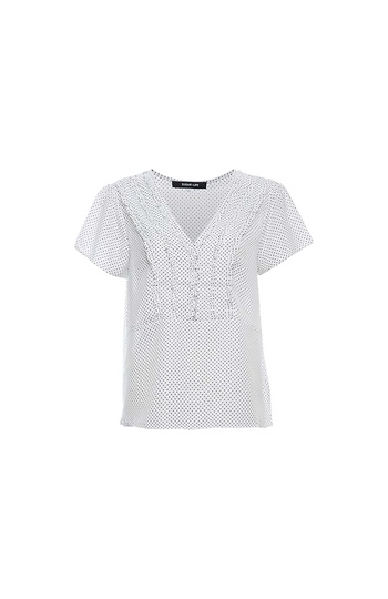 Ruffled Front Polka Dot Top Slide 1