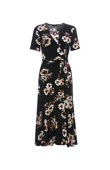 1.STATE Faux Wrap Floral Knit Dress Slide 1