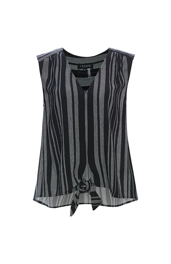 1.STATE Sleeveless Tie Front Stripe Top Slide 1