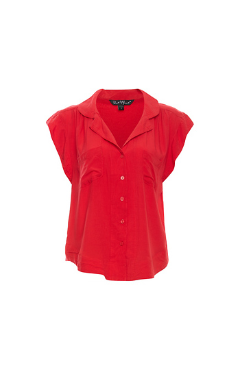 Velvet Heart Buttoned Front Short Flutter Sleeves Top Slide 1