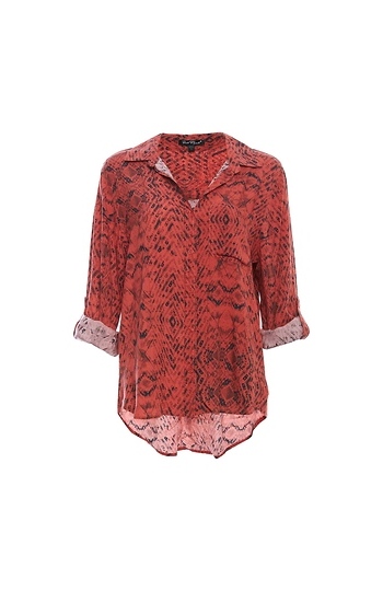 Velvet Heart Buttoned Front Rolled Sleeves Top Slide 1