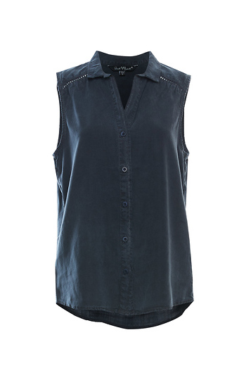 Buttoned Front Sleeveless Tencel Tank Slide 1