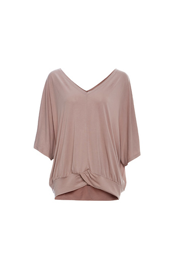 Mystree Front Knot 3/4 Dolman Sleeve Top Slide 1