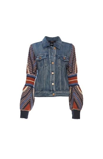 Contrast Sleeve Denim Jacket Slide 1