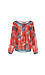 Lace Up Neck Long Sleeve Printed Top Thumb 1