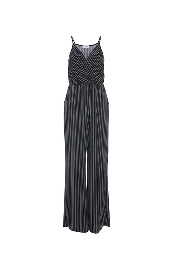 Surplice Draped Front Sleeveless Jumpsuit Slide 1