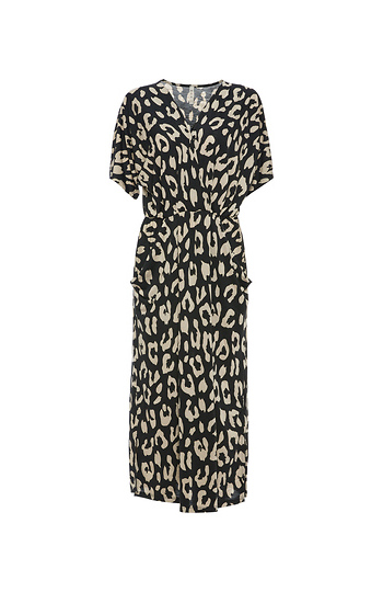 Draped Pockets Short Sleeve Midi Dress Slide 1