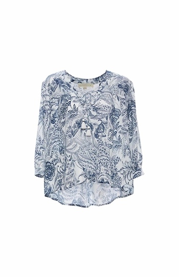 Floral Print Three Quarter Sleeve Top Slide 1