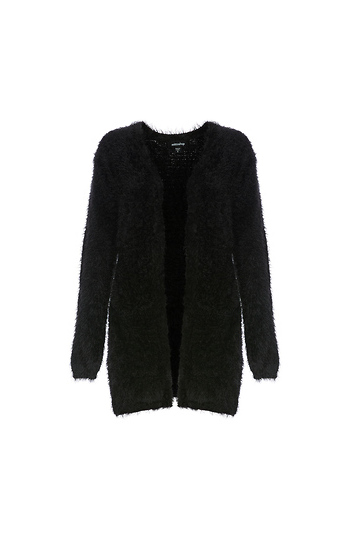 Fuzzy Open Front Cardigan Slide 1