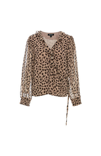 Long Sleeve Printed Wrap Top Slide 1