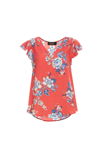 V-Neck Short Sleeve Printed Top Slide 1