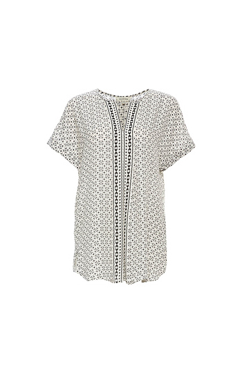 Max Studio Short Sleeve V-Neck Blouse Slide 1