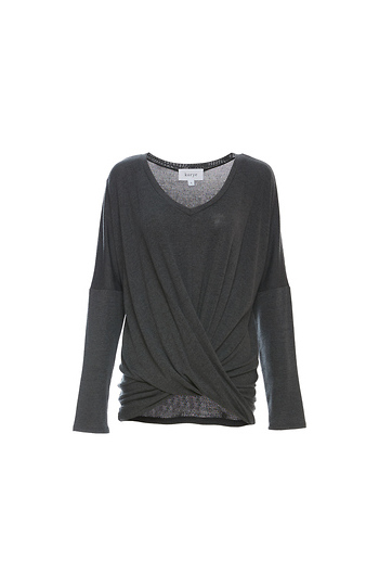 Knotted Front V-Neck Long Sleeve Top Slide 1