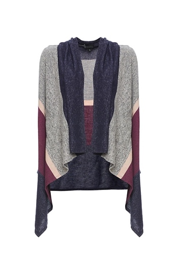 Draped Front Striped Scarf Cardigan Slide 1