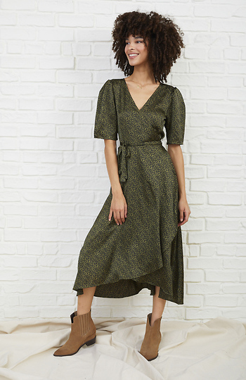 Printed Wrap Dress Slide 1