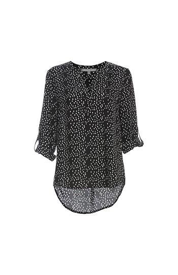 Daniel Rainn Split Neck Rolled Cuffs Top Slide 1