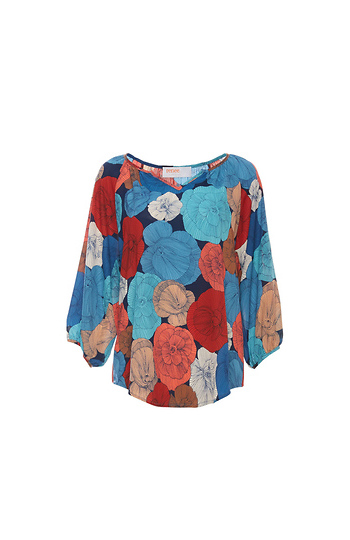 Split Neck 3/4 Sleeve Top Slide 1
