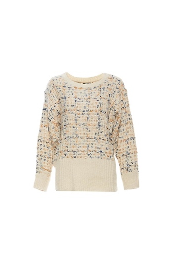 Crew Neck Tweed Sweater Slide 1