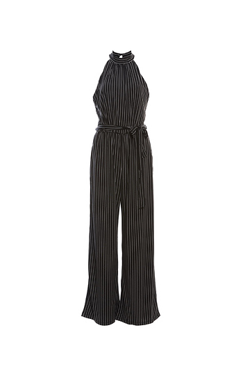 Halter Neck Sleeveless Striped Jumpsuit Slide 1