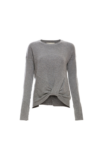Front Knot Long Sleeve Knit Top Slide 1