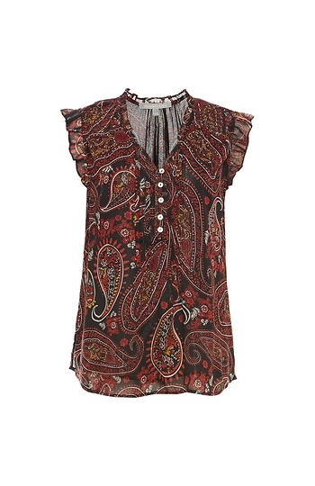 Daniel Rainn Ruffle Sleeve Paisley Print Top Slide 1