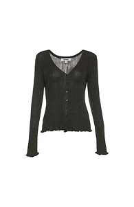 BB Dakota Shrunken Metallic V-Neck Cardigan Slide 1