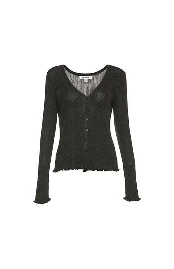 BB Dakota Shrunken Metallic V-Neck Cardigan Slide 1