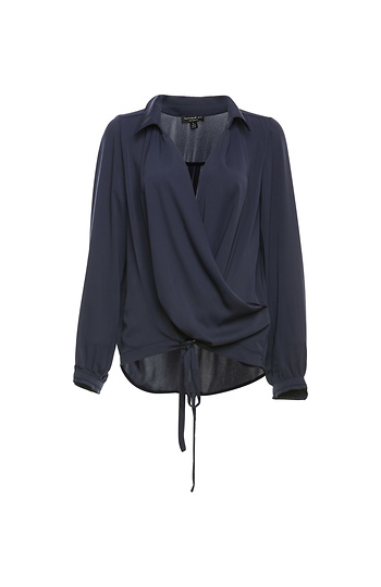 Faux Wrap Adjustable Waist Blouse Slide 1