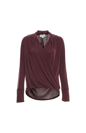 Veronica M Surplice Cupro Long Sleeve Top Slide 1