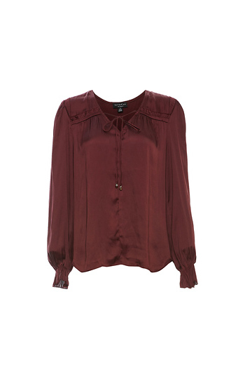 V-Neck Front Tie Blouse Slide 1