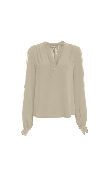 Split Neck Pleated Detail Blouse Slide 1