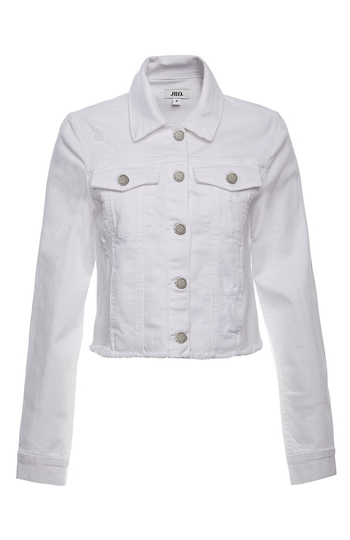 Just Black Frayed Cropped Denim Jacket Slide 1