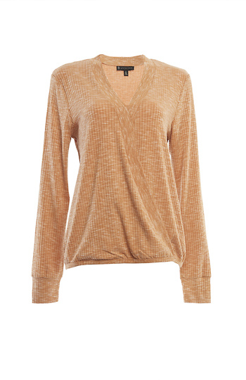 Ribbed Knit Surplice Top Slide 1