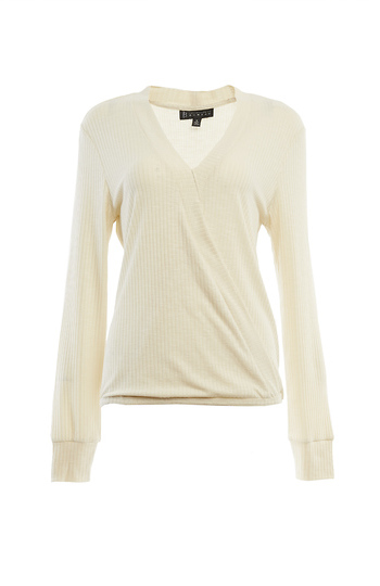 Ribbed Knit Surplice Top Slide 1
