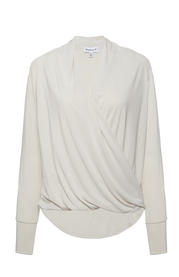 Veronica M Surplice Cupro Long Sleeve Top Slide 1