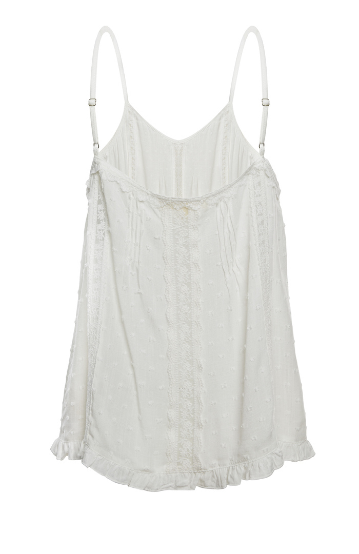 Swiss Dot Cami With Lace Trim Detail in White S - XL | DAILYLOOK