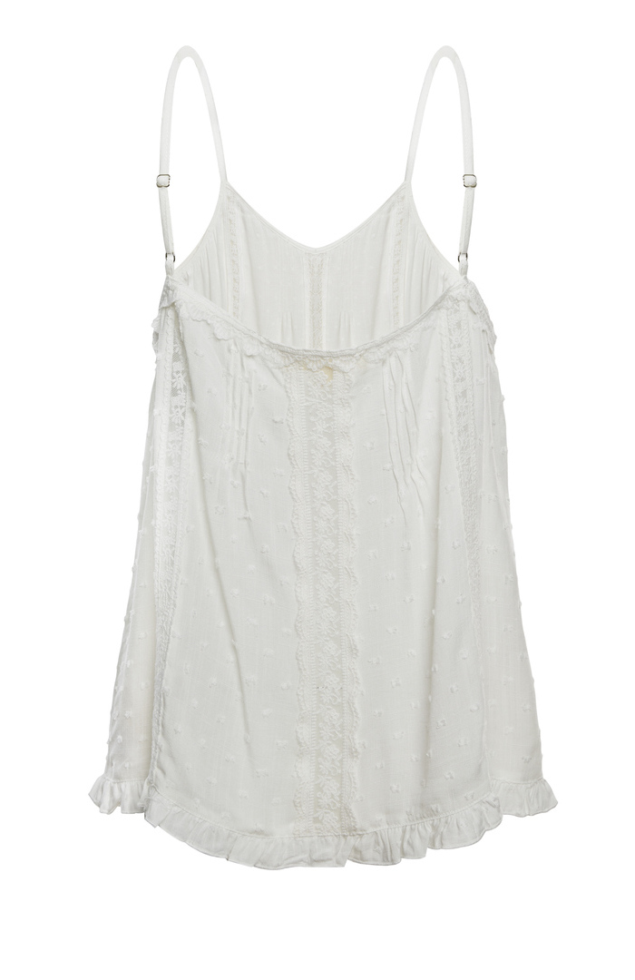 Swiss Dot Cami With Lace Trim Detail in White S XL DAILYLOOK