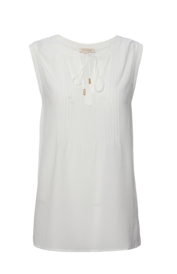 Sleeveless Pleated Neck Split Top Slide 1