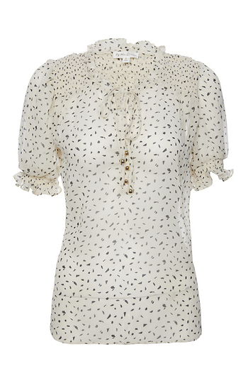 Ruffled Collar Tie Detail Blouse Slide 1