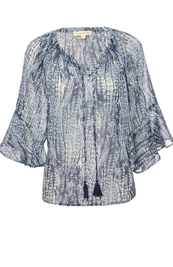 Sheer Feather Print Top Slide 1