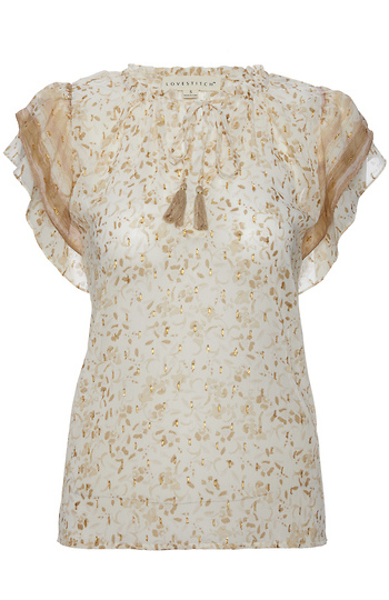 Floral Printed Flutter Sleeve Top Slide 1
