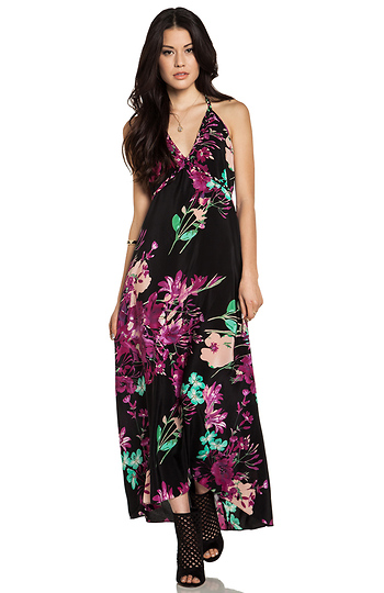 Yumi Kim Sasha Silk Maxi Dress in Black | DAILYLOOK