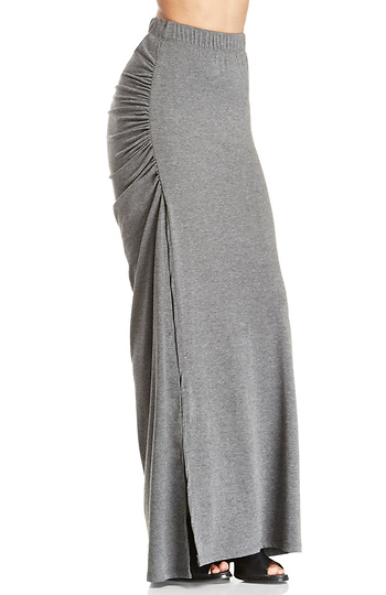 ruched side split skirt