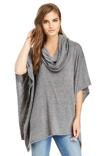 Cowl Neck Knit Poncho Slide 1