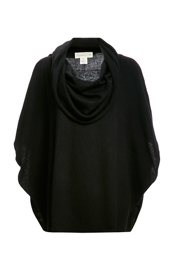 Cowl Neck Knit Poncho in Black | DAILYLOOK